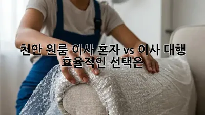 천안 원룸 이사, 혼자 vs 이사 대행? 효율적인 선택은?